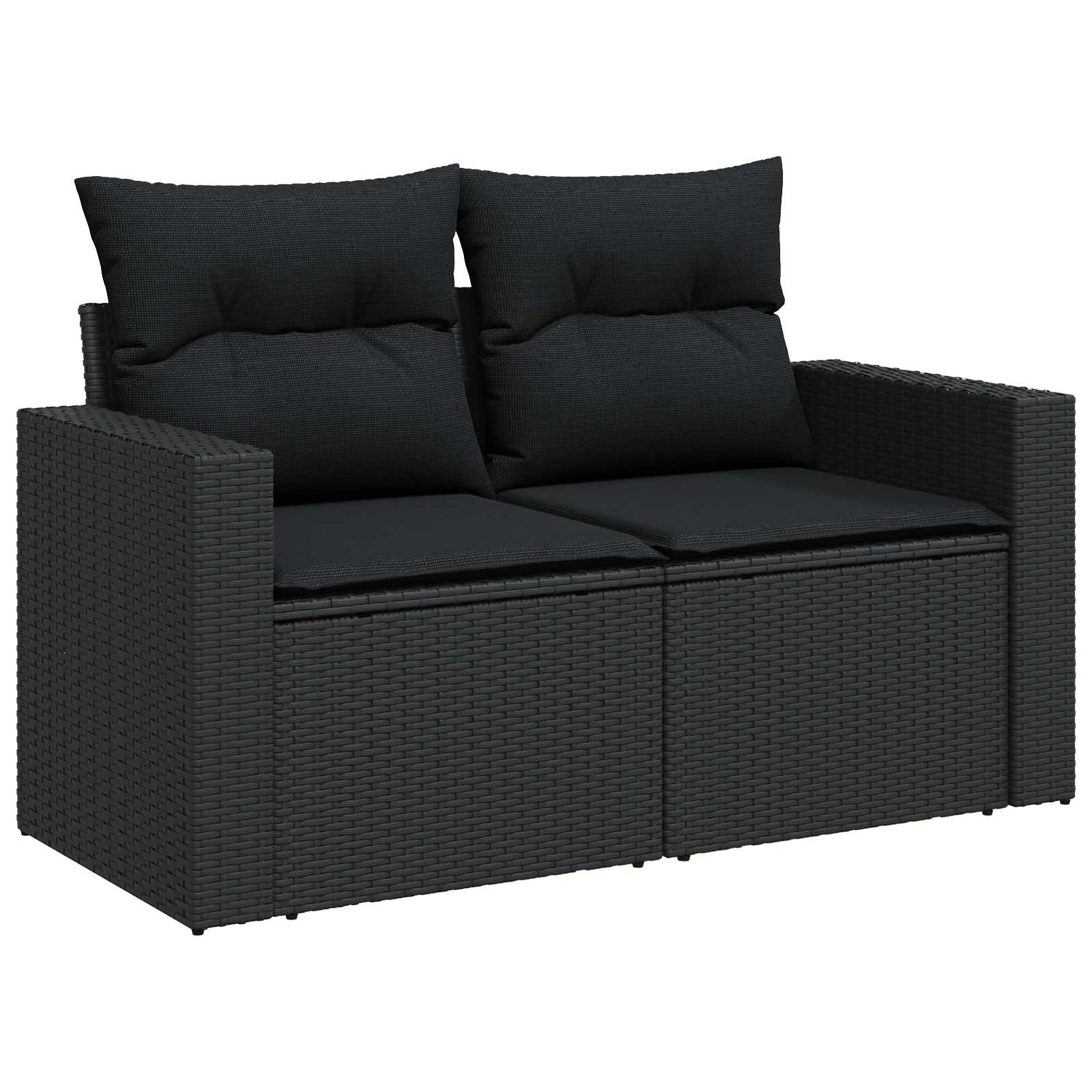 Tuinbankenset 9 st 6-Aantal zitplaatsen Zwart poly rattan