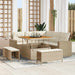 Tuinbankenset met kussen 9 pcs Beige en Crème poly rattan