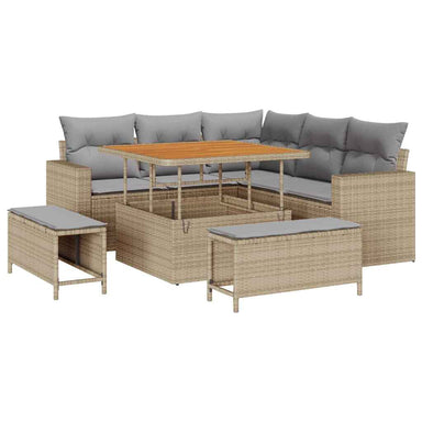 Tuinbankenset 9 st 6-Aantal zitplaatsen Beige en Licht Grijs