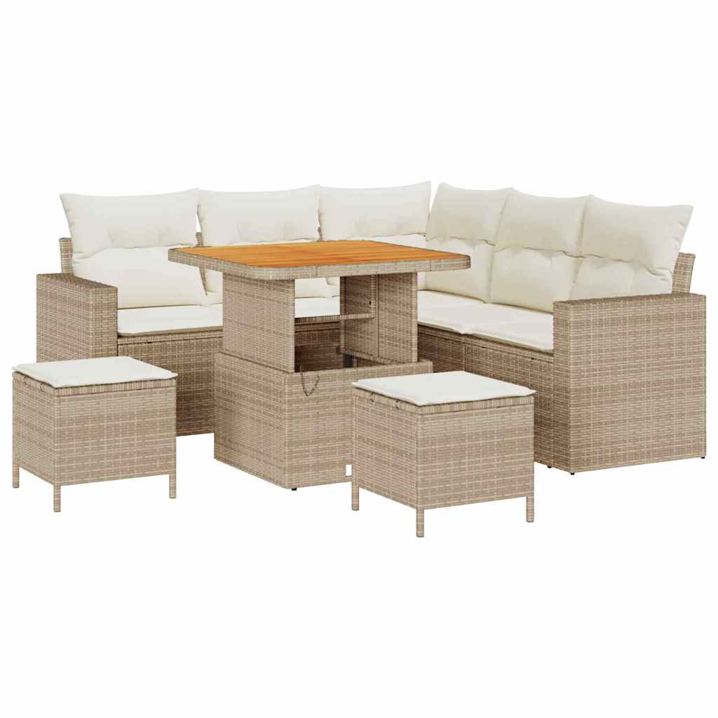 Tuinbankenset 9 st 6-Aantal zitplaatsen Beige en Crème