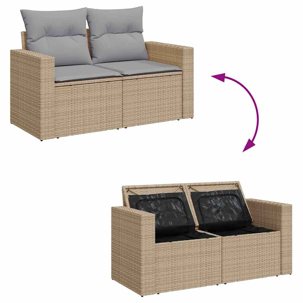 Tuinbankenset 9 st 6-Aantal zitplaatsen Beige en Licht Grijs