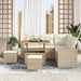 Tuinbankenset met kussen 9 pcs Beige en Crème poly rattan