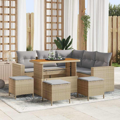 Tuinbankenset 10 st 7-Aantal zitplaatsen Beige en Licht Grijs