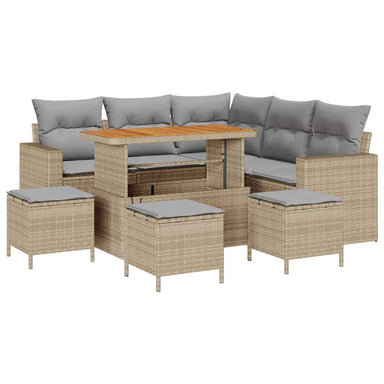 Tuinbankenset 10 st 7-Aantal zitplaatsen Beige en Licht Grijs