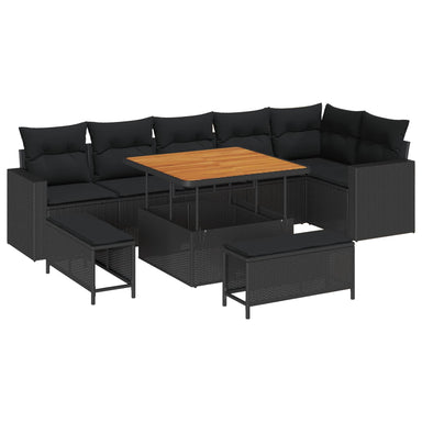 Tuinbankenset 11 st 9-Aantal zitplaatsen Zwart poly rattan
