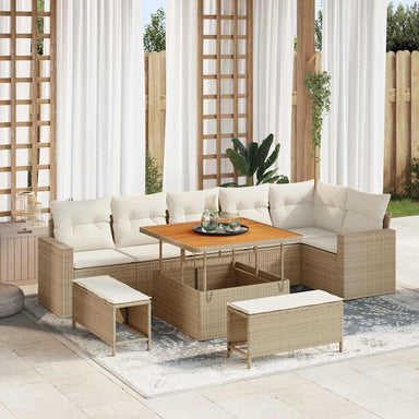 Tuinbankenset 11 st 9-Aantal zitplaatsen Beige en Crème