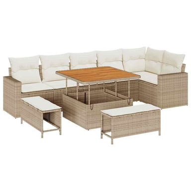Tuinbankenset 11 st 9-Aantal zitplaatsen Beige en Crème