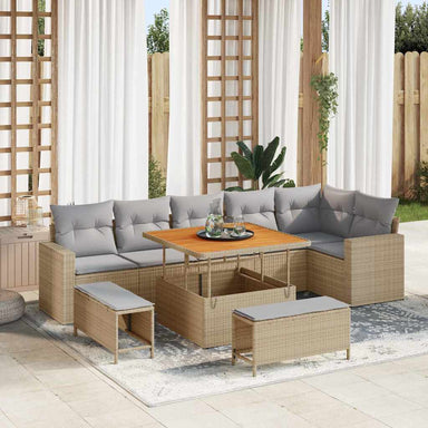 Tuinbankenset 11 st 9-Aantal zitplaatsen Beige en Licht Grijs