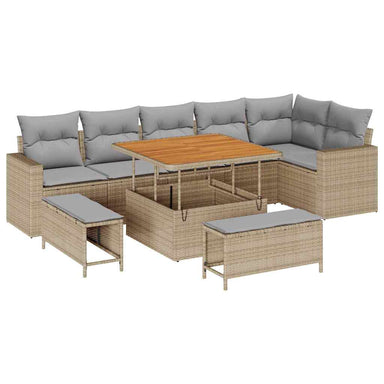Tuinbankenset 11 st 9-Aantal zitplaatsen Beige en Licht Grijs