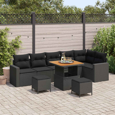 Tuinbankenset 11 st 7-Aantal zitplaatsen Zwart poly rattan