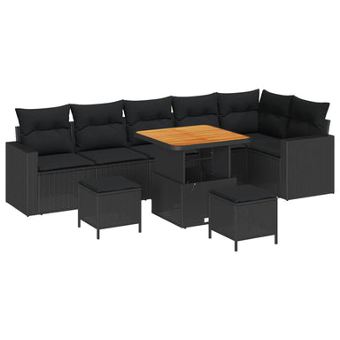 Tuinbankenset 11 st 7-Aantal zitplaatsen Zwart poly rattan