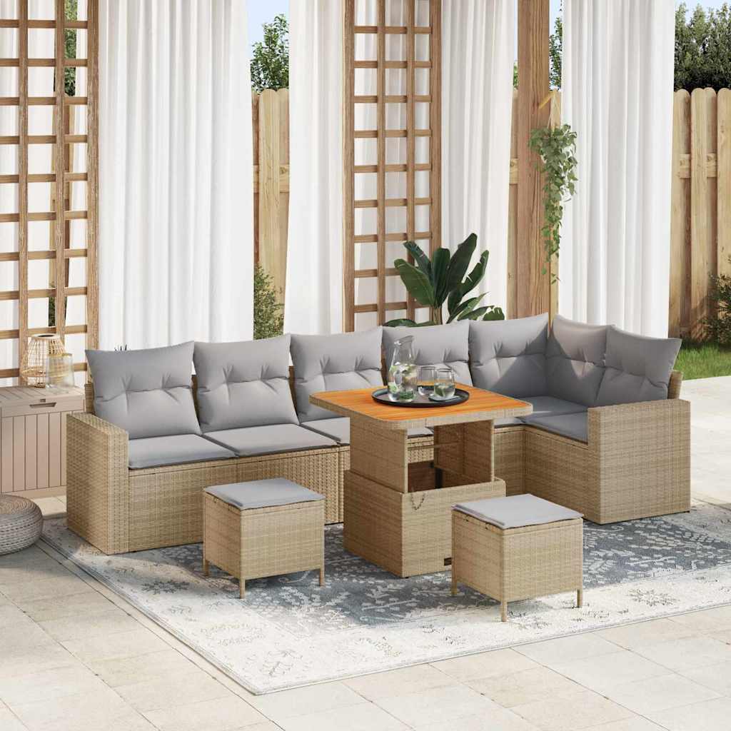 Tuinbankenset 11 st 7-Aantal zitplaatsen Beige en Licht Grijs