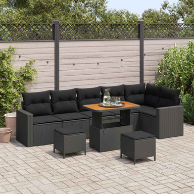 Tuinbankenset 11 st 7-Aantal zitplaatsen Zwart poly rattan