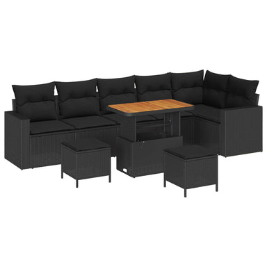 Tuinbankenset 11 st 7-Aantal zitplaatsen Zwart poly rattan