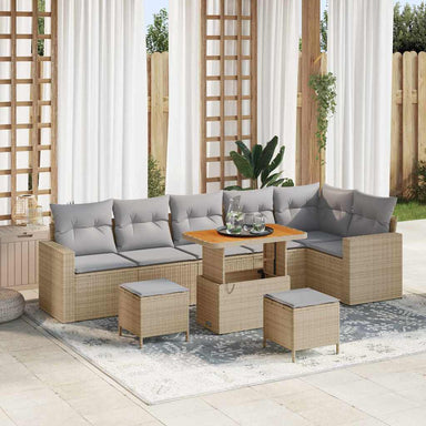 Tuinbankenset 11 st 7-Aantal zitplaatsen Beige en Licht Grijs