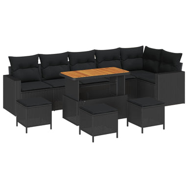 Tuinbankenset 12 st 8-Aantal zitplaatsen Zwart poly rattan