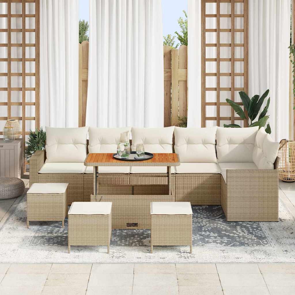 Tuinbankenset 12 st 8-Aantal zitplaatsen Beige en Crème