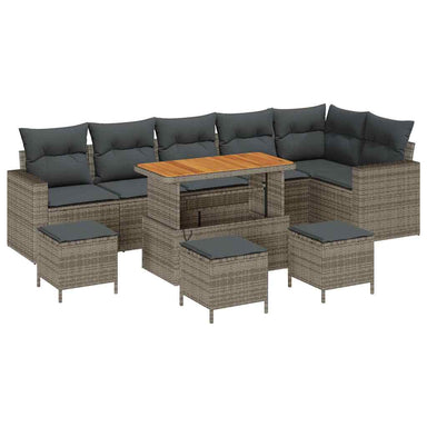 Tuinbankenset 12 st 8-Aantal zitplaatsen Grijs poly rattan