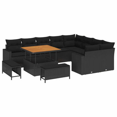 Tuinbankenset 13 st 12-Aantal zitplaatsen Zwart poly rattan