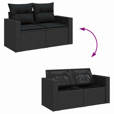 Tuinbankenset 13 st 12-Aantal zitplaatsen Zwart poly rattan