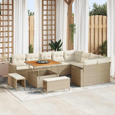 Tuinbankenset 13 st 12-Aantal zitplaatsen Beige en Crème