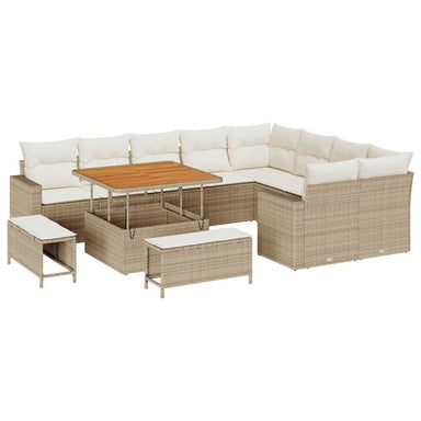 Tuinbankenset 13 st 12-Aantal zitplaatsen Beige en Crème