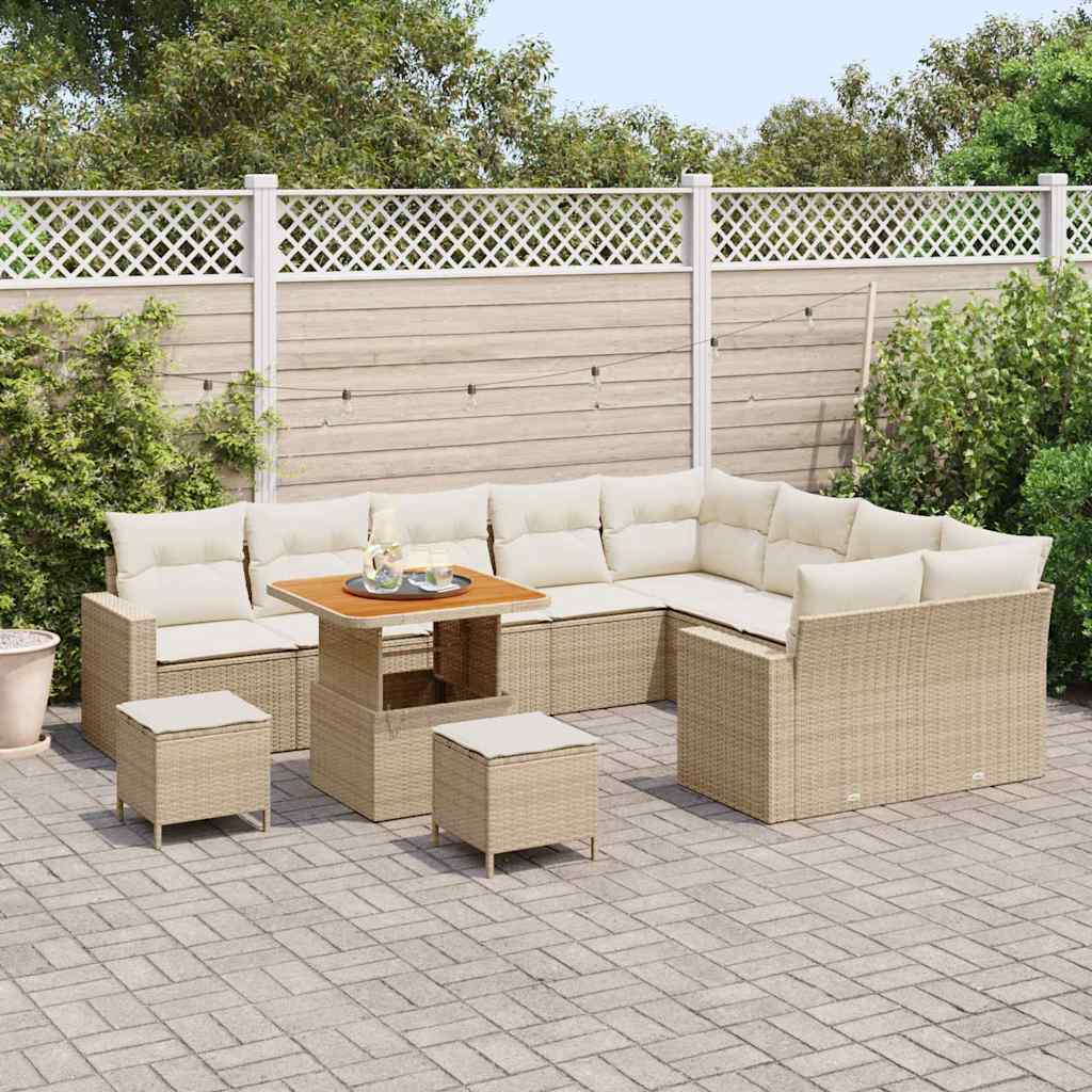 Tuinbankenset 13 st 10-Aantal zitplaatsen Beige en Crème