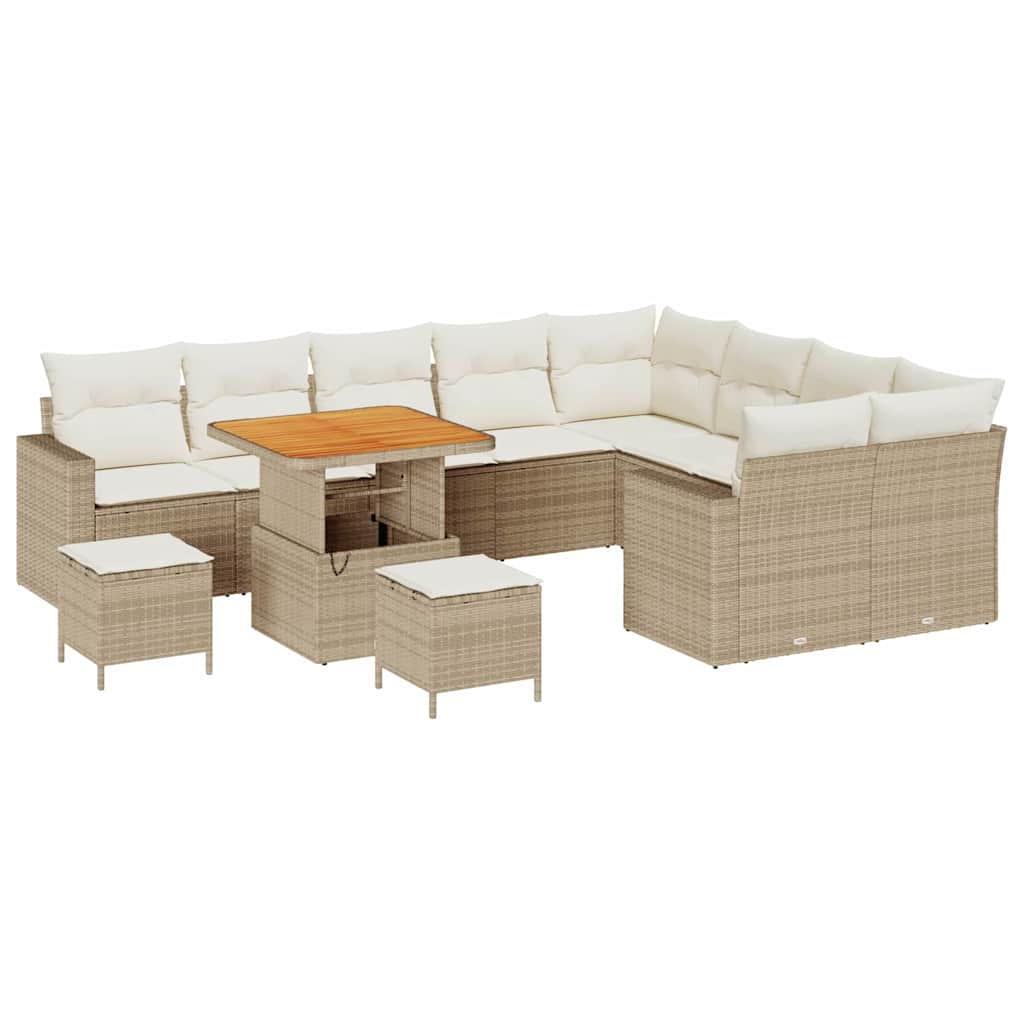 Tuinbankenset 13 st 10-Aantal zitplaatsen Beige en Crème