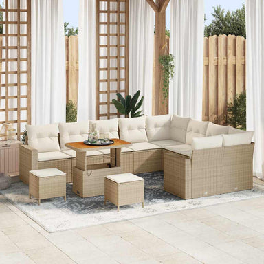 Tuinbankenset 13 st 10-Aantal zitplaatsen Beige en Crème