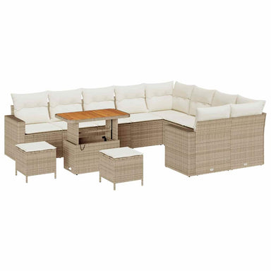 Tuinbankenset 13 st 10-Aantal zitplaatsen Beige en Crème