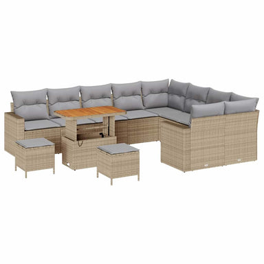 Tuinbankenset 13 st 10-Aantal zitplaatsen Beige en Licht Grijs
