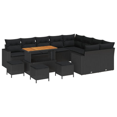 Tuinbankenset 14 st 11-Aantal zitplaatsen Zwart poly rattan