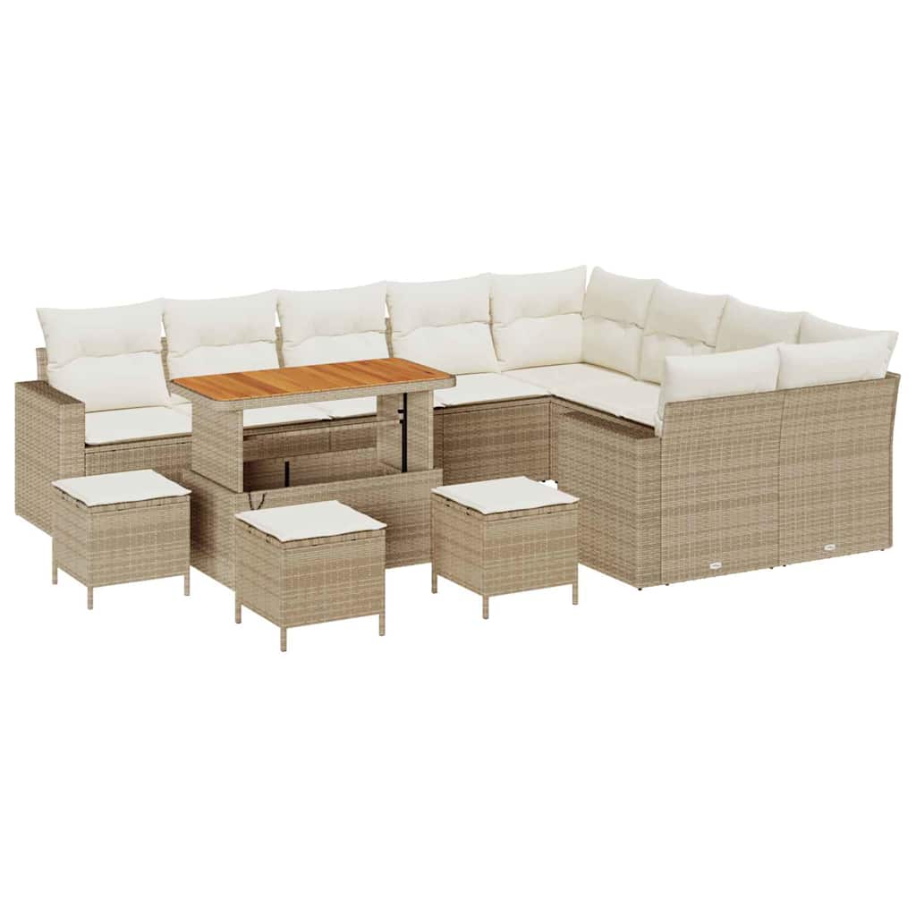 Tuinbankenset 14 st 11-Aantal zitplaatsen Beige en Crème