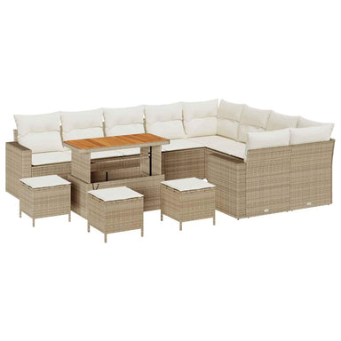 Tuinbankenset 14 st 11-Aantal zitplaatsen Beige en Crème