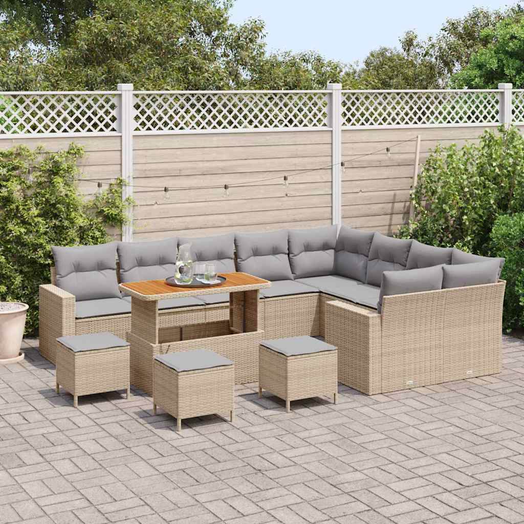 Tuinbankenset 14 st 11-Aantal zitplaatsen Beige en Licht Grijs