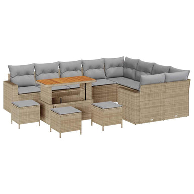 Tuinbankenset 14 st 11-Aantal zitplaatsen Beige en Licht Grijs