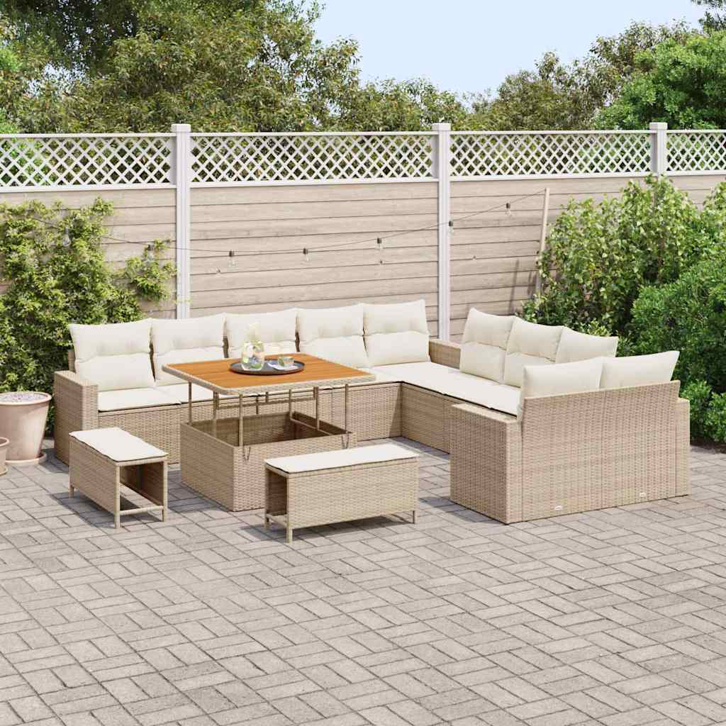 Tuinbankenset 17 st 12-Aantal zitplaatsen Beige en Crème