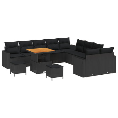 Tuinbankenset 17 st 10-Aantal zitplaatsen Zwart poly rattan