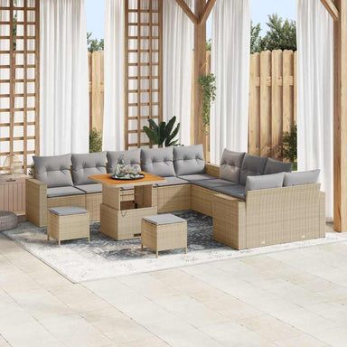 Tuinbankenset 17 st 10-Aantal zitplaatsen Beige en Licht Grijs