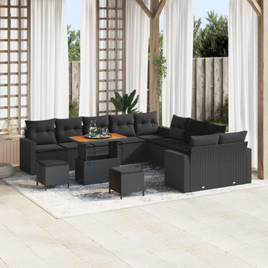 Tuinbankenset 17 st 10-Aantal zitplaatsen Zwart poly rattan