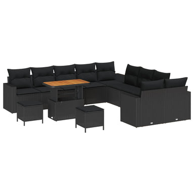 Tuinbankenset 17 st 10-Aantal zitplaatsen Zwart poly rattan