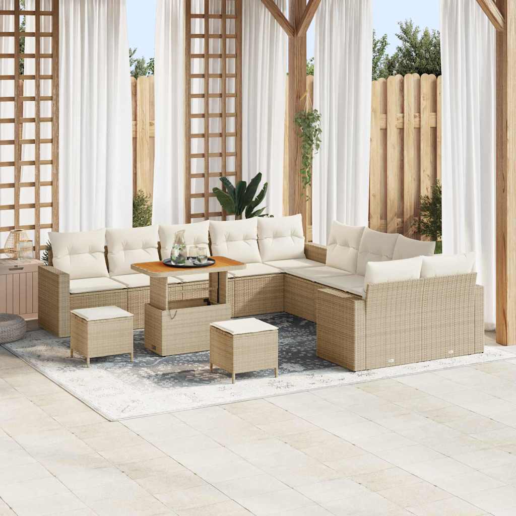 Tuinbankenset 17 st 10-Aantal zitplaatsen Beige en Crème
