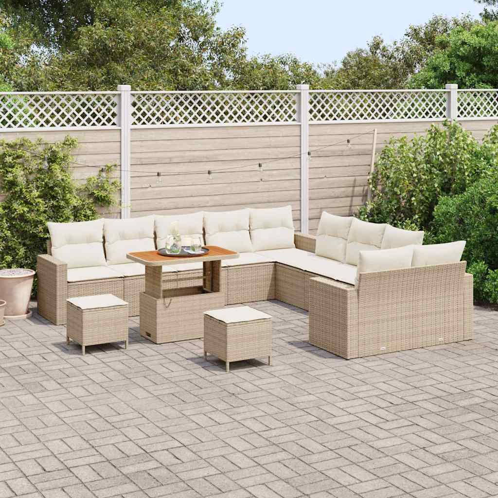 Tuinbankenset 17 st 10-Aantal zitplaatsen Beige en Crème