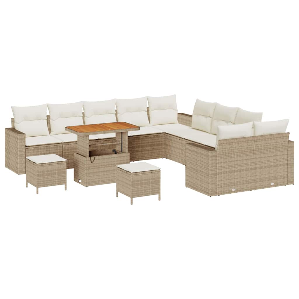 Tuinbankenset 17 st 10-Aantal zitplaatsen Beige en Crème