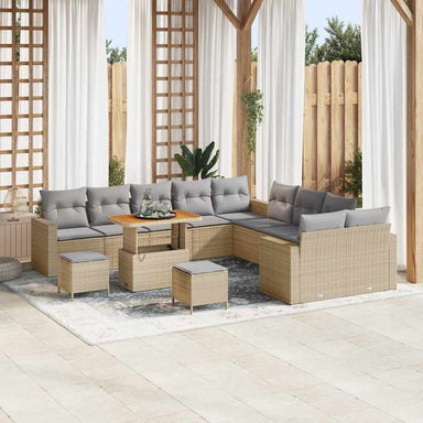 Tuinbankenset 17 st 10-Aantal zitplaatsen Beige en Licht Grijs