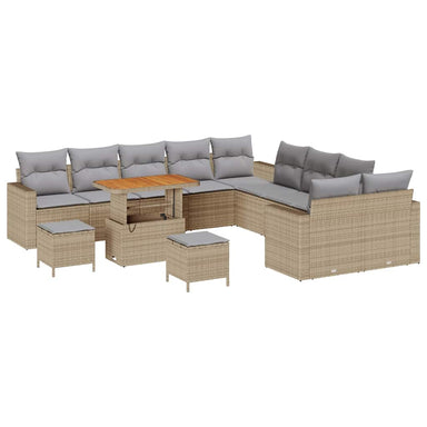 Tuinbankenset 17 st 10-Aantal zitplaatsen Beige en Licht Grijs
