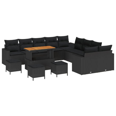 Tuinbankenset 18 st 11-Aantal zitplaatsen Zwart poly rattan
