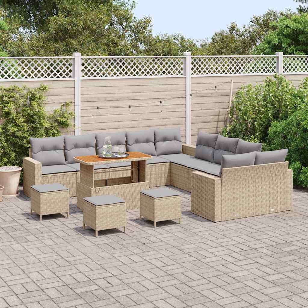 Tuinbankenset 18 st 11-Aantal zitplaatsen Beige en Licht Grijs