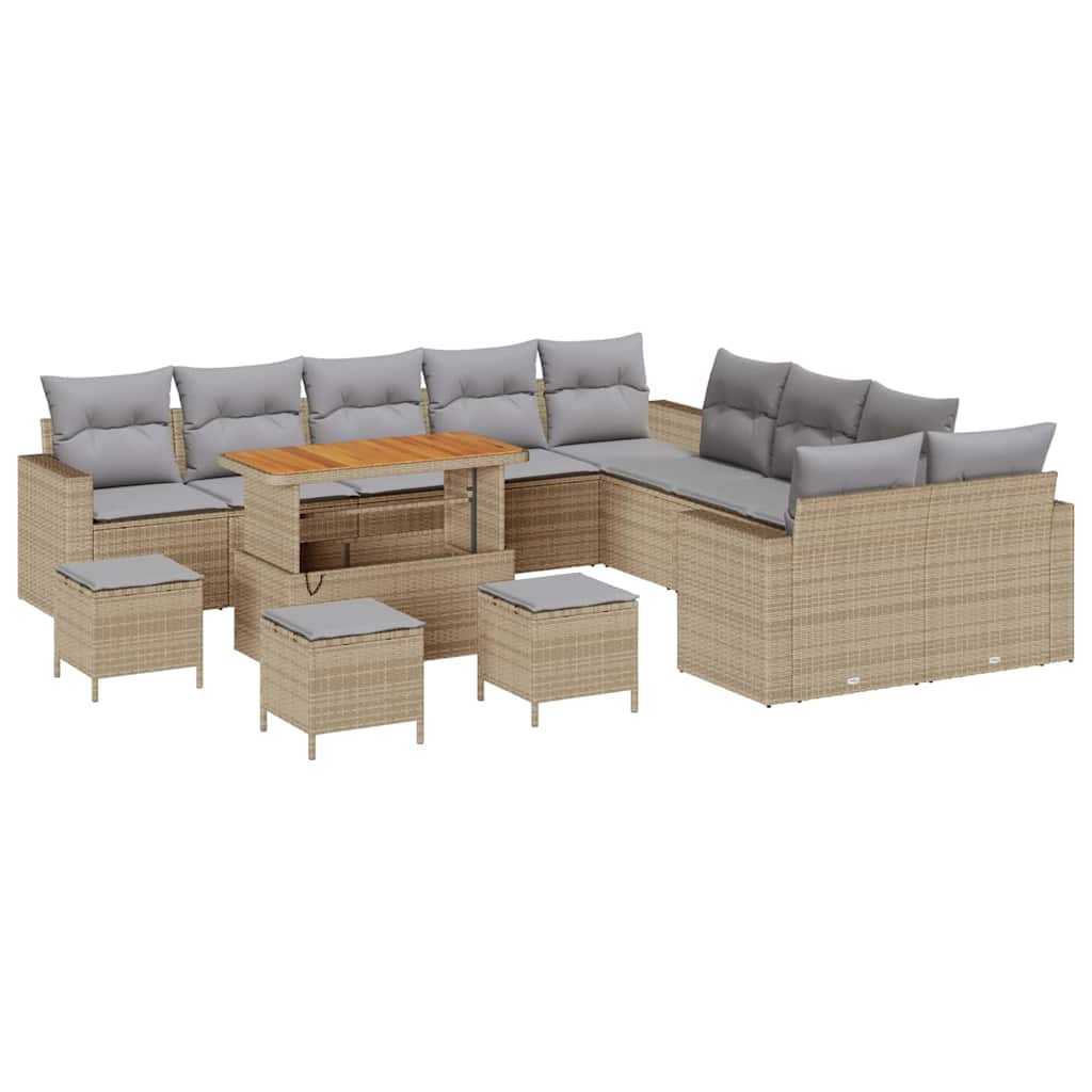 Tuinbankenset 18 st 11-Aantal zitplaatsen Beige en Licht Grijs