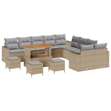 Tuinbankenset 18 st 11-Aantal zitplaatsen Beige en Licht Grijs